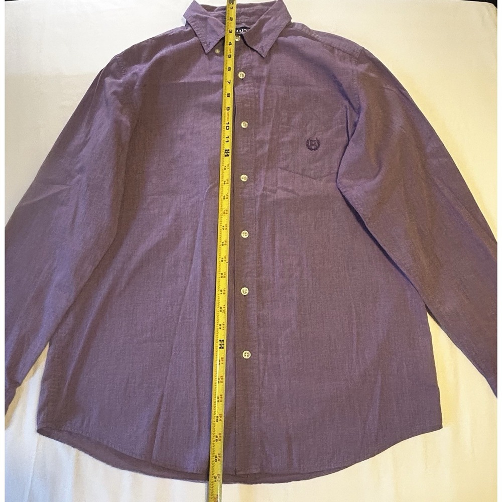 Chaps Easy Care‎ Shirt Mens Size M Purple White Check Long Sleeve Button Down